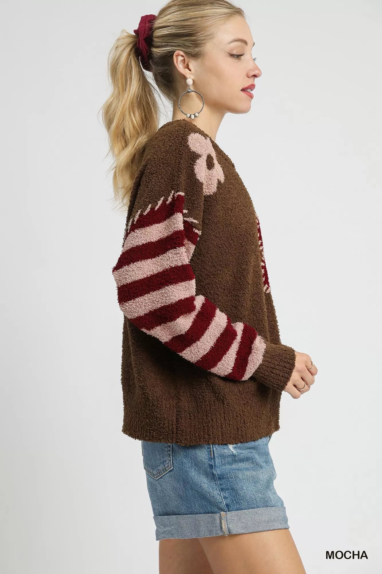 Flower Jacquard Striped Long Sleeve Sweater Shop Fall Styles at In Style Chics Boutique 