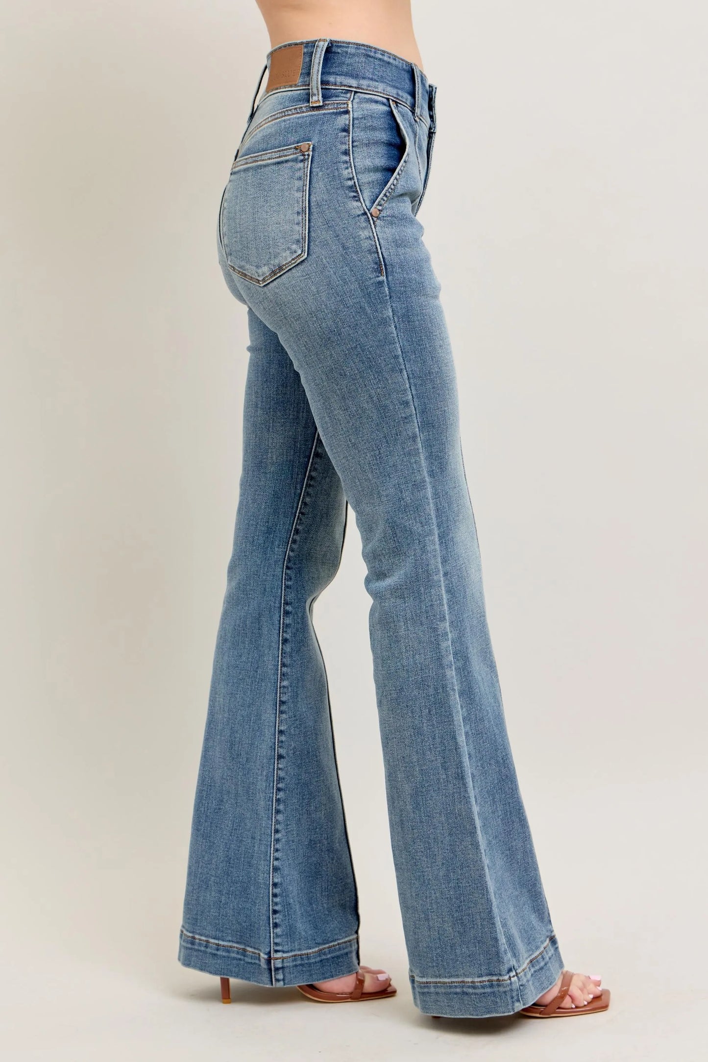 Judy Blue High-Waist Flare Jeans with Front Seam - In Style Chics Boutique Women's Juniors Plus Size Clothes 