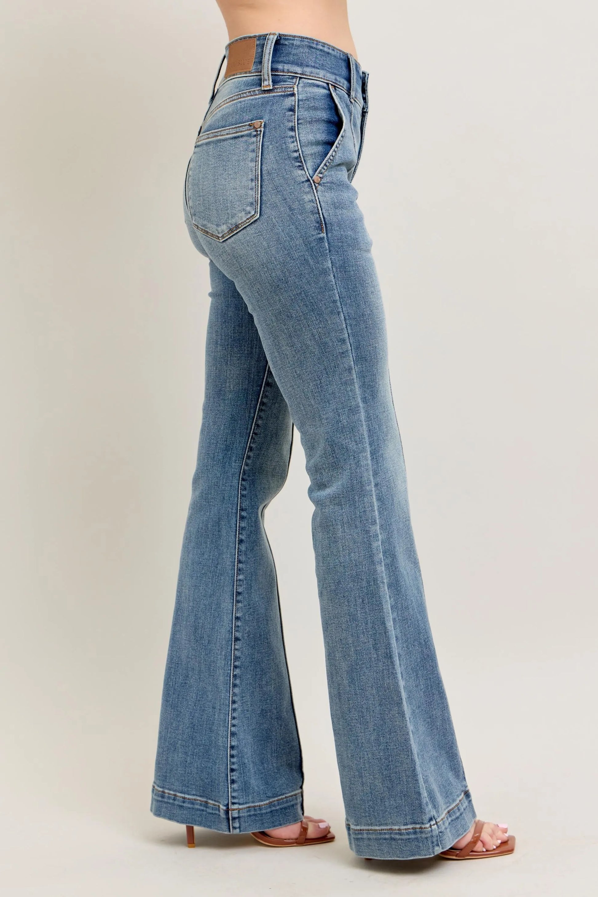 Judy Blue High-Waist Flare Jeans with Front Seam - In Style Chics Boutique Women's Juniors Plus Size Clothes 