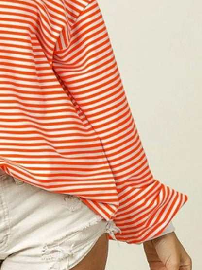 French Terry Stripe Long Sleeve Sweatshirt at In Style Chics Boutique 