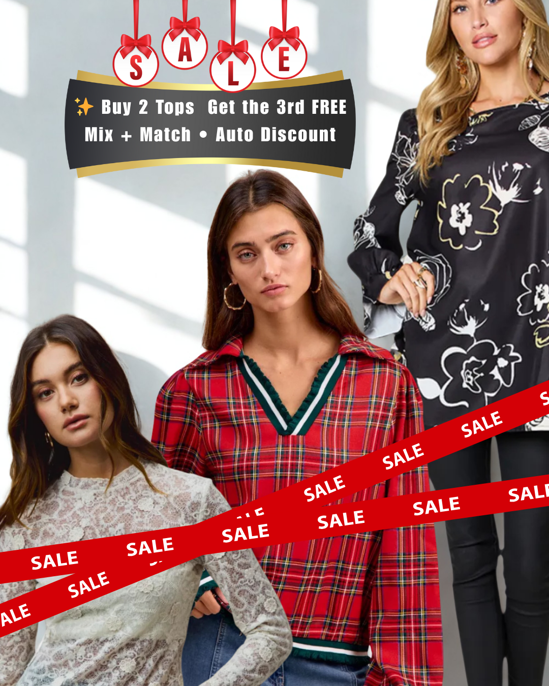 Flash Sale 🔥Buy 2 Tops Get 3rd FREE Mix and Match No Code| Applies at Checkout | Plus Free Shipping Always | No Minimum order amount required ✨🤍