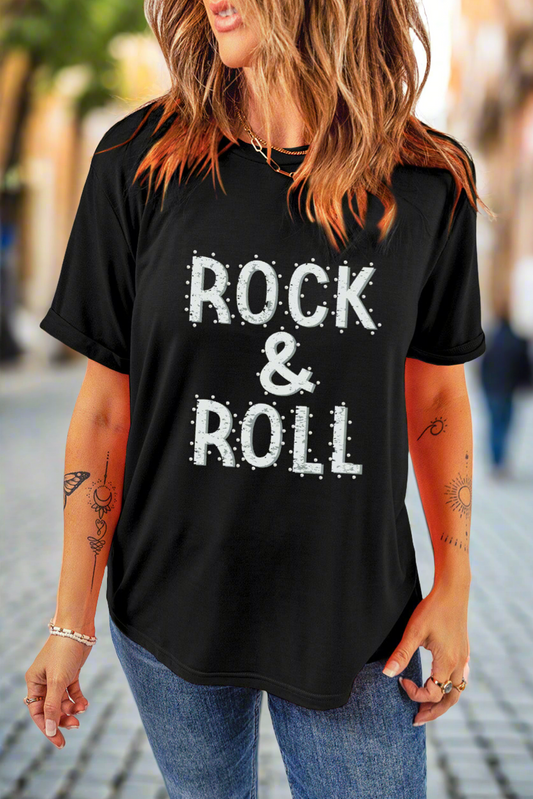 Letter Graphic Round Neck Short Sleeve T-Shirt - In Style Chics Boutique LLC