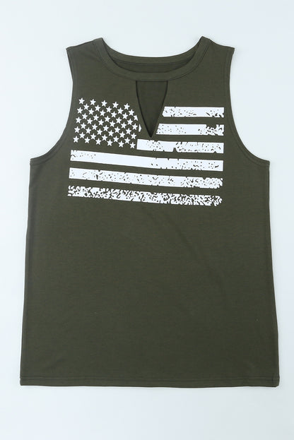 US Flag Graphic Cutout Round Neck Tank - In Style Chics Boutique LLC