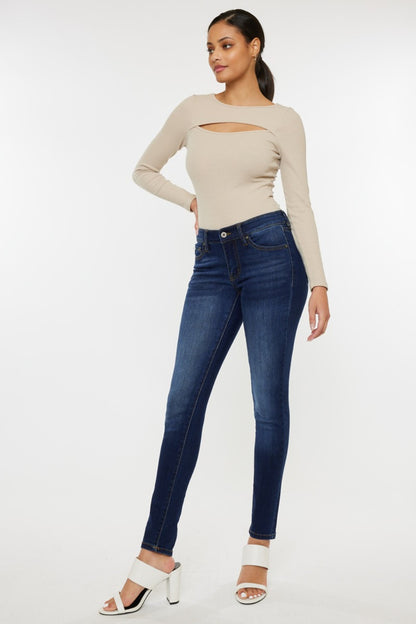 Kancan Mid Rise Gradient Skinny Jeans - In Style Chics Boutique LLC