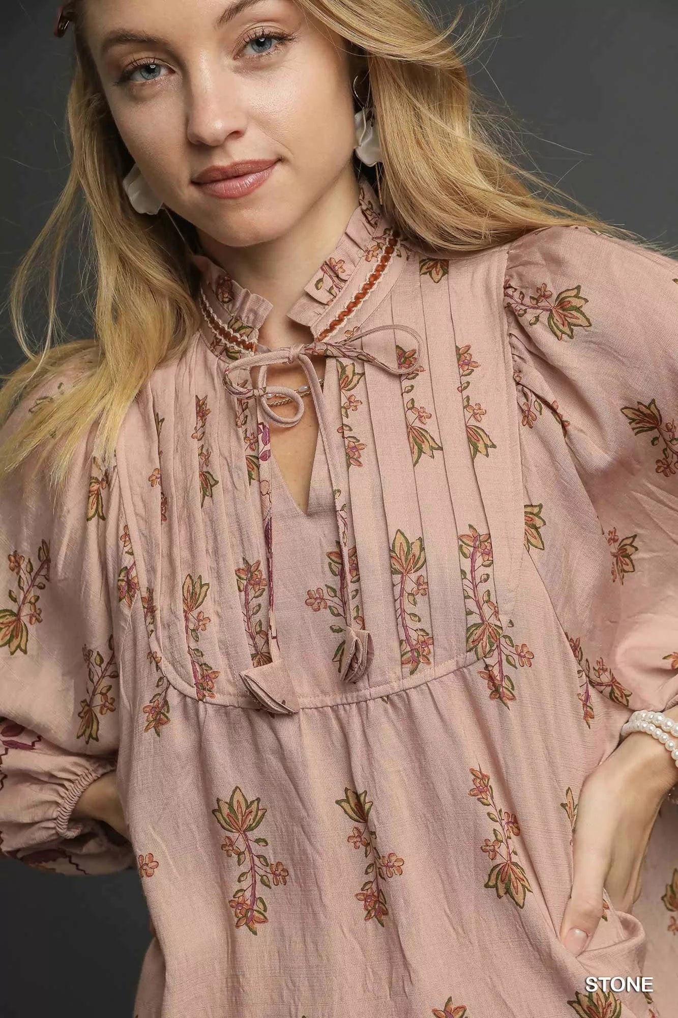Floral Boho Peasant Blouse at In Style Chics Boutique 