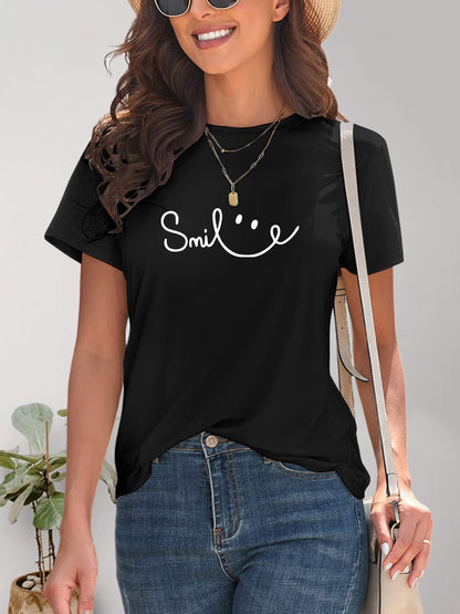 SMILE Round Neck Short Sleeve T-Shirt - More Colors! - In Style Chics Boutique LLC