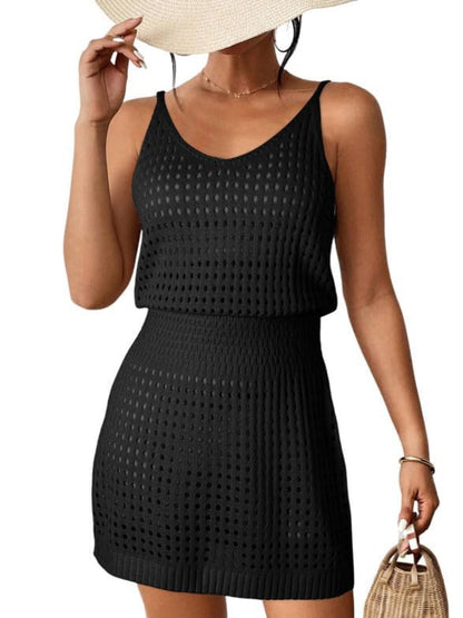 Openwork V-Neck Sleeveless Cover Up Dress - More Colors! - In Style Chics Boutique LLC