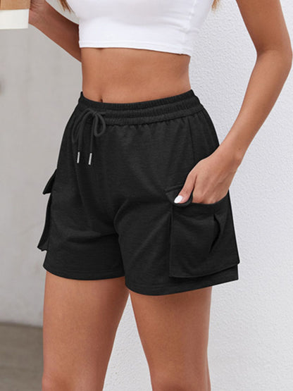 Drawstring Elastic Waist Shorts with Pockets - In Style Chics Boutique LLC