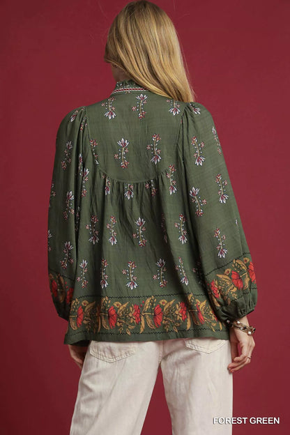 Floral Boho Peasant Blouse at In Style Chics Boutique 