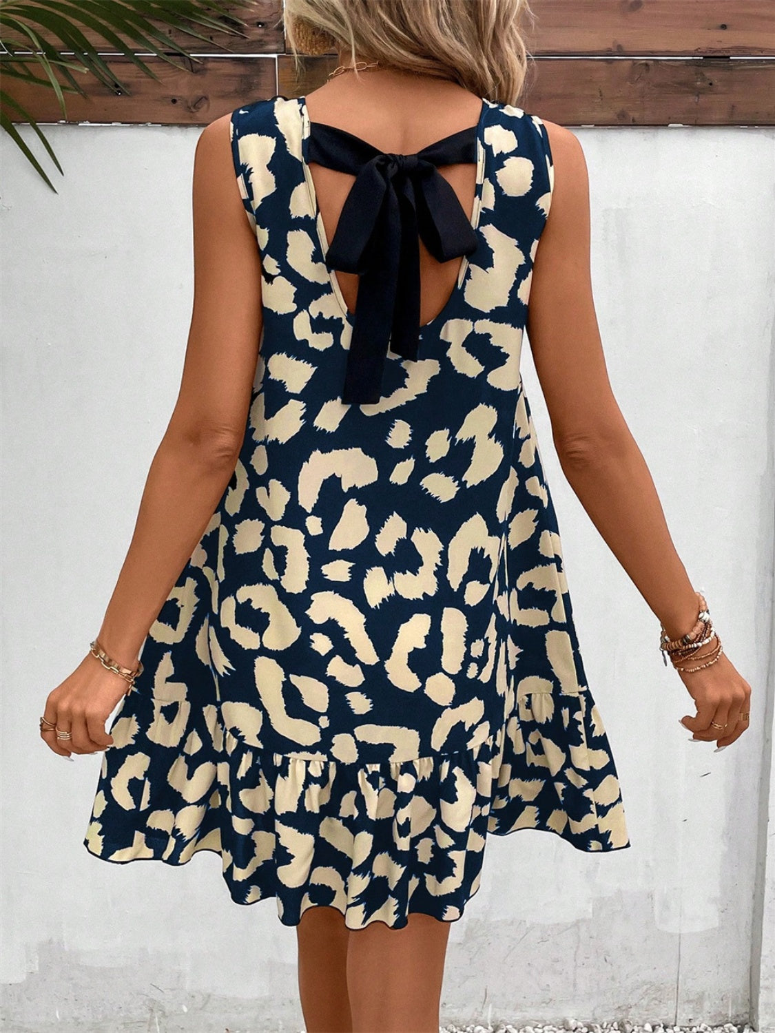 Tied Leopard Round Neck Tank Dress - In Style Chics Boutique LLC