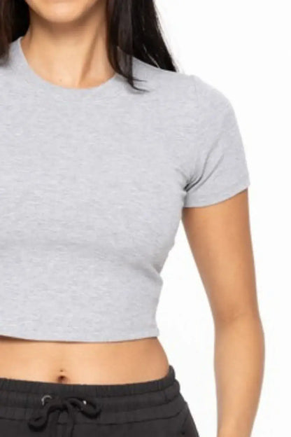 Essential Micro-ribbed Cropped Athleisure Tee