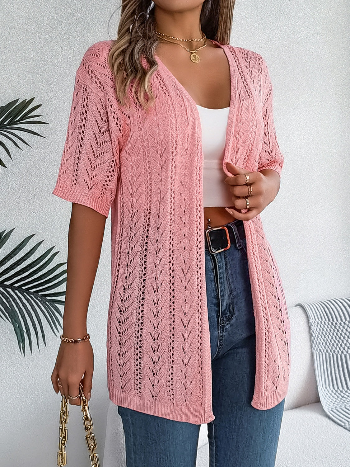 Openwork Open Front Half Sleeve Cardigan - More Colors! - In Style Chics Boutique LLC