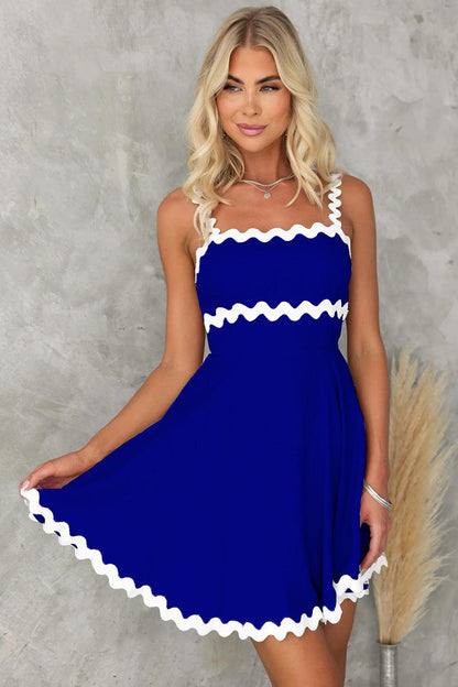 Contrast Trim Square Neck Mini Dress - In Style Chics Boutique LLC