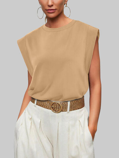 Cap Sleeve T-Shirt, Round Neck  - In Style Chics Boutique 