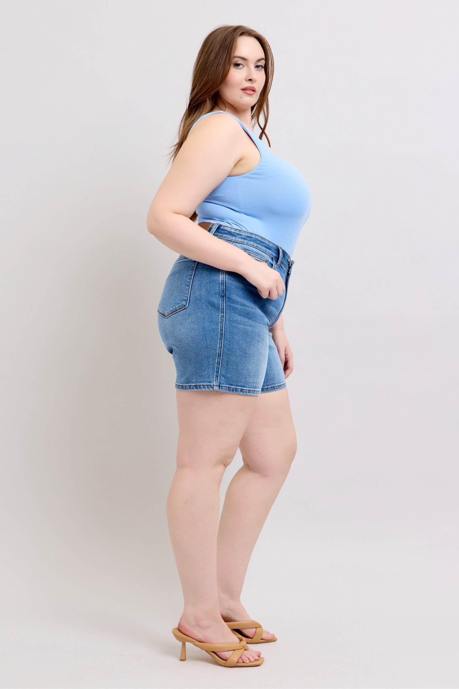 Judy Blue 2 Button Denim Shorts with Pockets -  In Style Chics Boutique Women's Juniors Plus Size Apparel Online