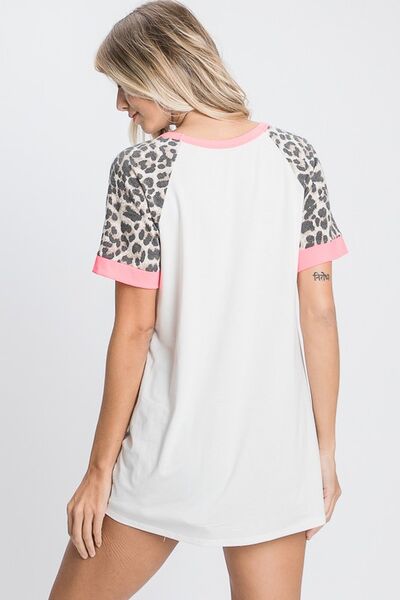 Women's Leopard Round Neck Short Sleeve T-Shirt - In Style Chics Boutique Online Clothing