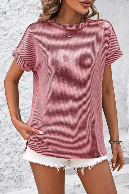 Striped Round Neck Short Sleeve T-Shirt - More Colors! - In Style Chics Boutique LLC