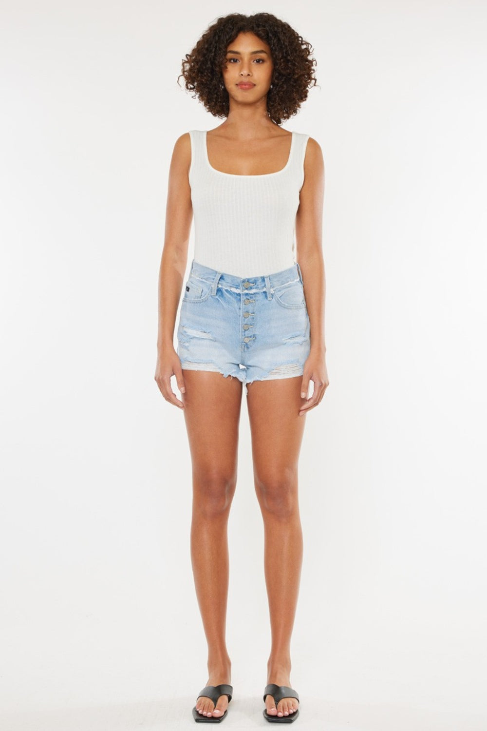 Kancan Distressed Button Fly Denim Shorts - In Style Chics Boutique LLC