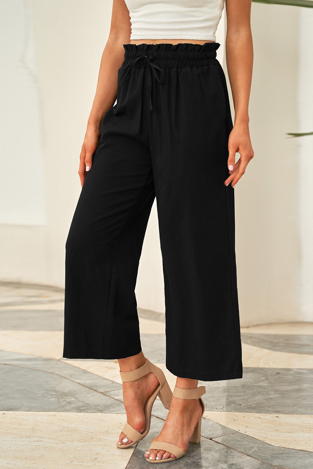 Drawstring Paperbag Waist Wide Leg Pants - More Colors! - In Style Chics Boutique LLC