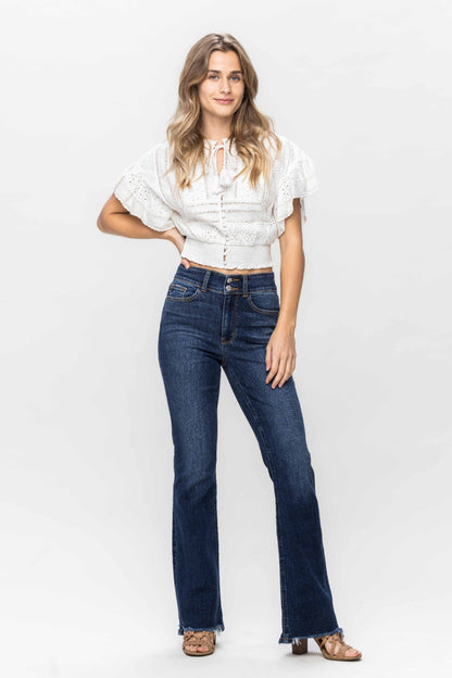 Judy Blue Full Size Frayed Hem Bootcut Jeans - In Style Chics Boutique LLC