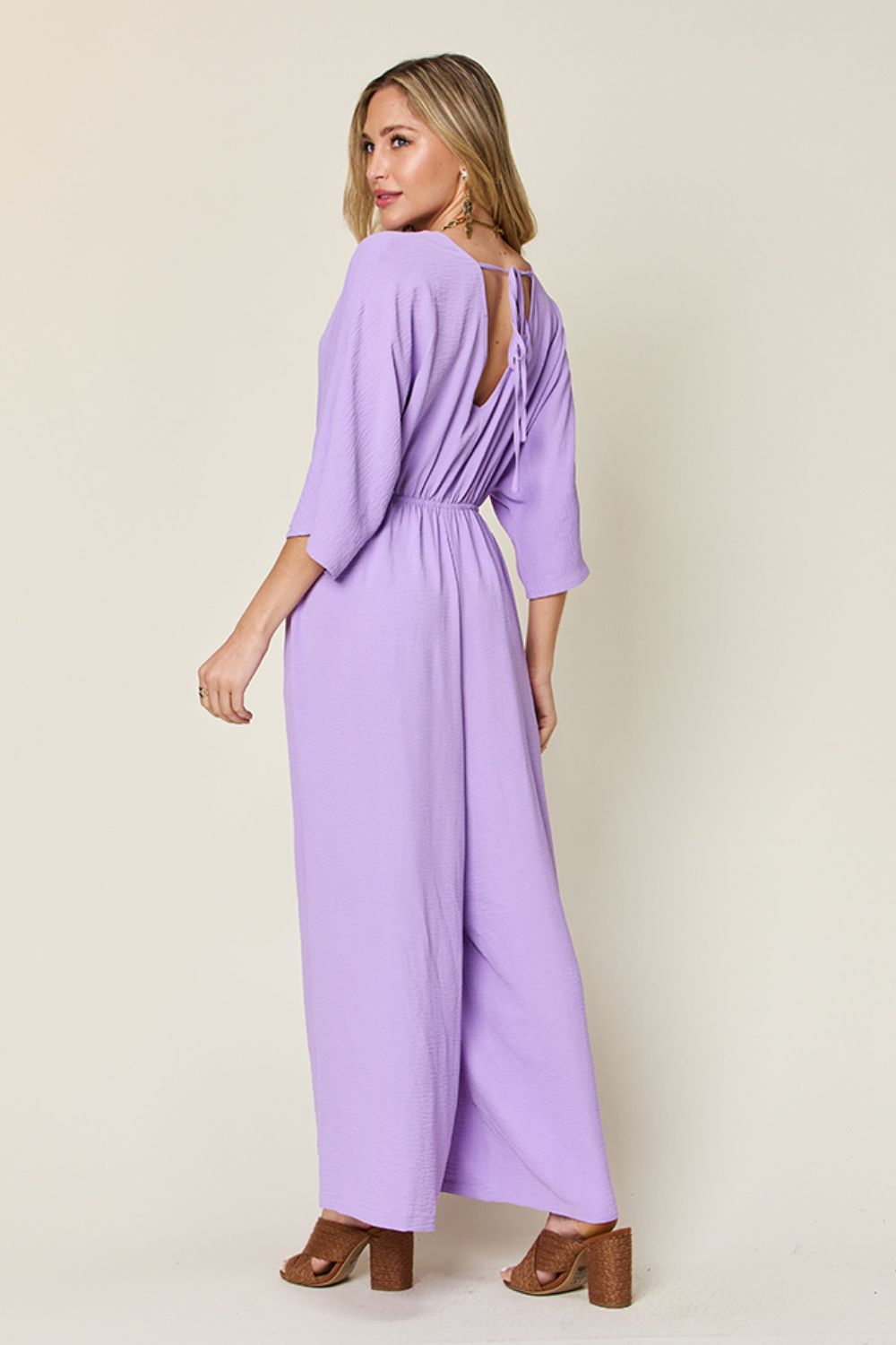 Double Take Full Size Half Sleeve Wide Leg Jumpsuit - In Style Chics Boutique LLC