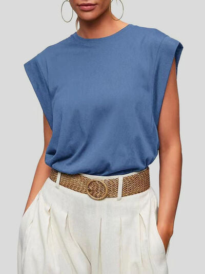 Cap Sleeve T-Shirt, Round Neck  - In Style Chics Boutique 