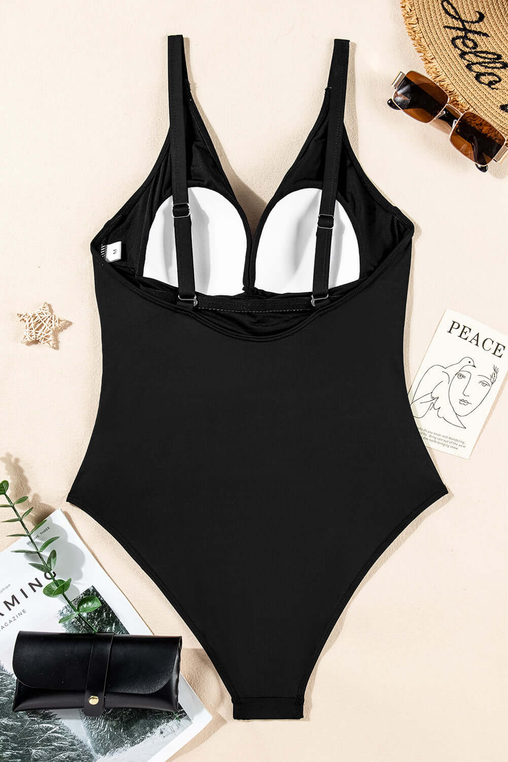 Black V Neck Twist Ruched Crisscross Backless One-Piece Swimsuit - In Style Chics Boutique Online Clothing Women's Juniors