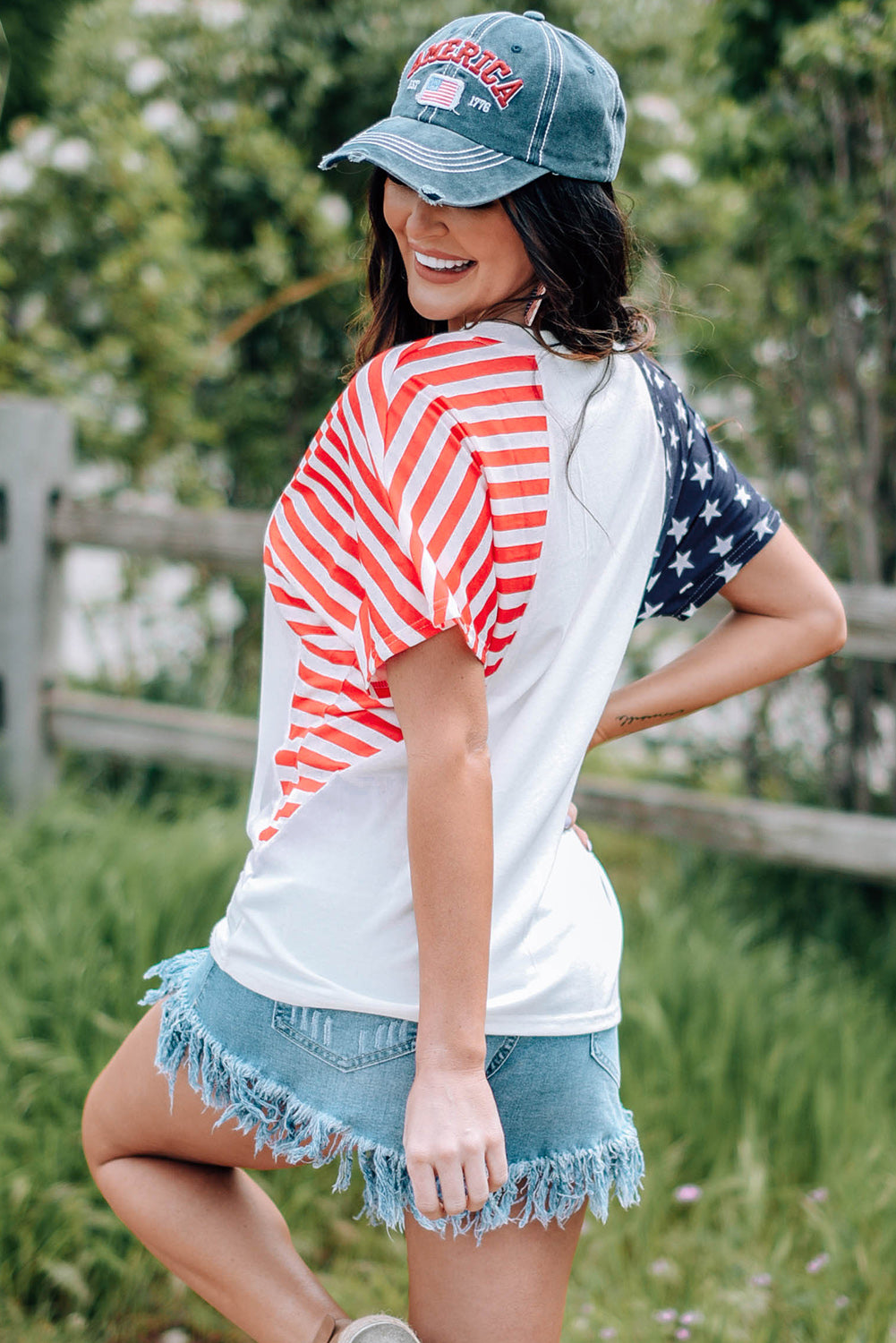 US Flag V-Neck Tee Shirt - In Style Chics Boutique LLC