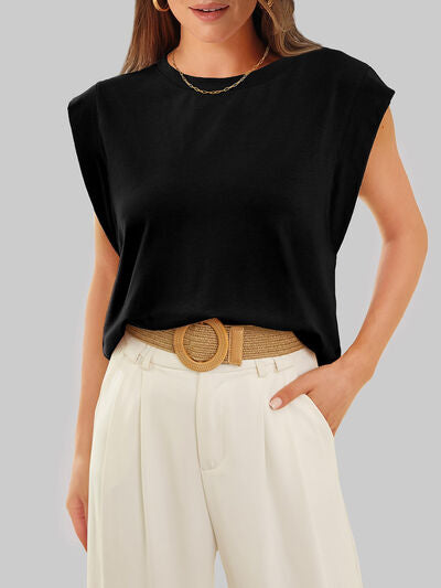Cap Sleeve T-Shirt, Round Neck  - In Style Chics Boutique 