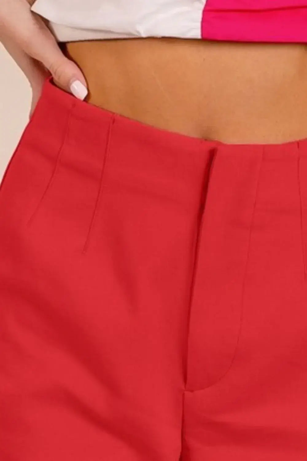 Women's Bandless Tailored Cherry Red Shorts - In Style Chics Boutique Women's Juniors Cute Clothes Online 