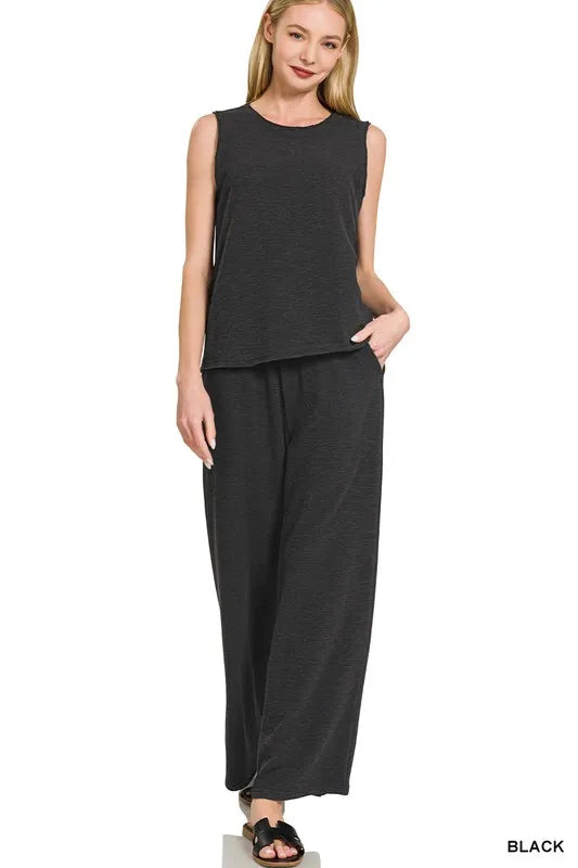 Cotton Slub Tank & Pants Set - Summer Outfits for women - In Style Chics Boutique Women's Juniors Apparel Online 