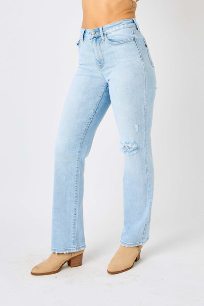 Judy Blue Full Size High Waist Distressed Straight Jeans - In Style Chics Boutique LLC