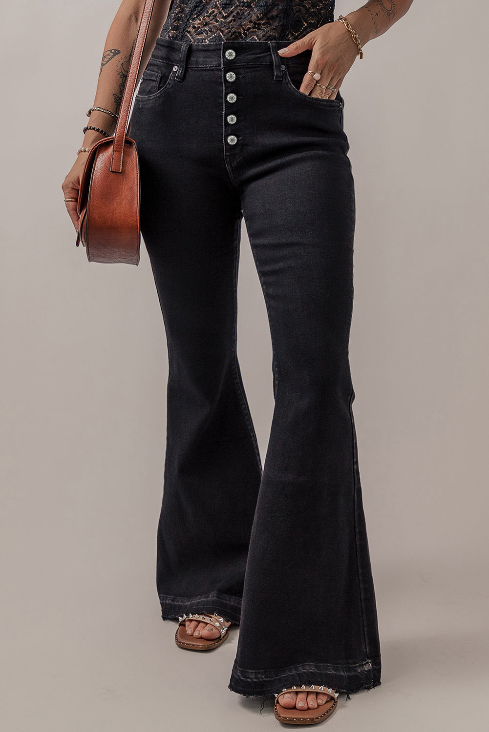 Button-Fly Flare Jeans with Pockets for Women - In Style Chics Boutique LLC