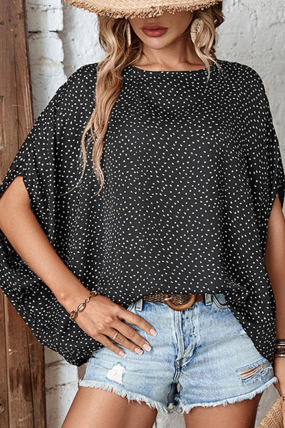 Printed Dolman Sleeve Round Neck Blouse - In Style Chics Boutique LLC