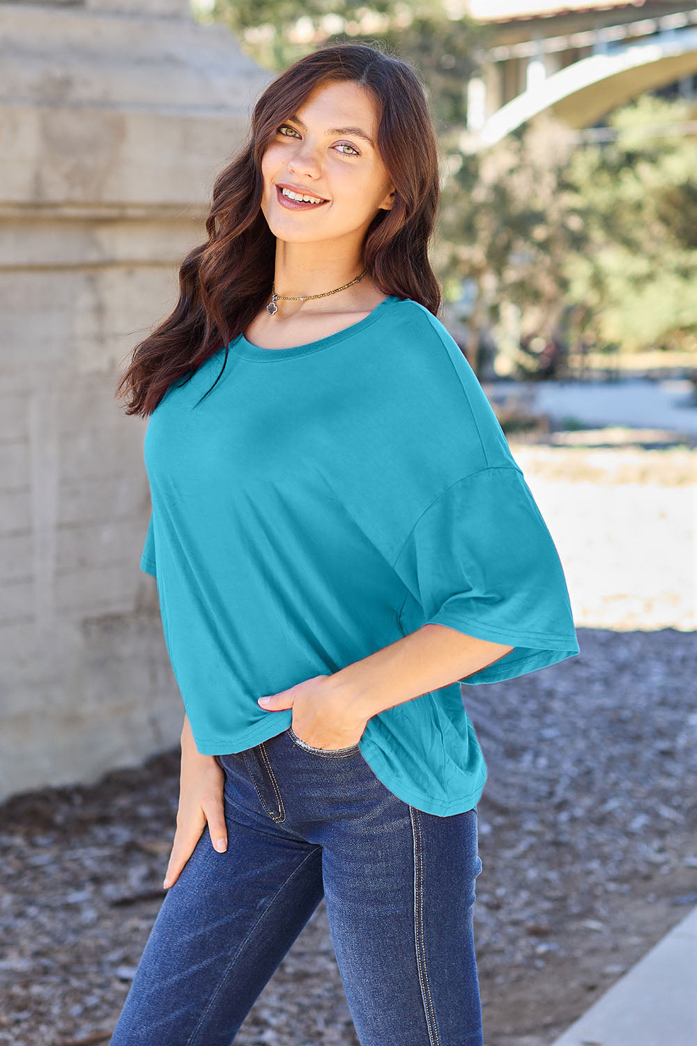 Basic Bae Full Size Round Neck Drop Shoulder T-Shirt - More Colors! - In Style Chics Boutique LLC