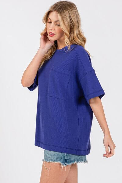 Textured Drop Shoulder T-Shirt - In Style Chics Boutique 