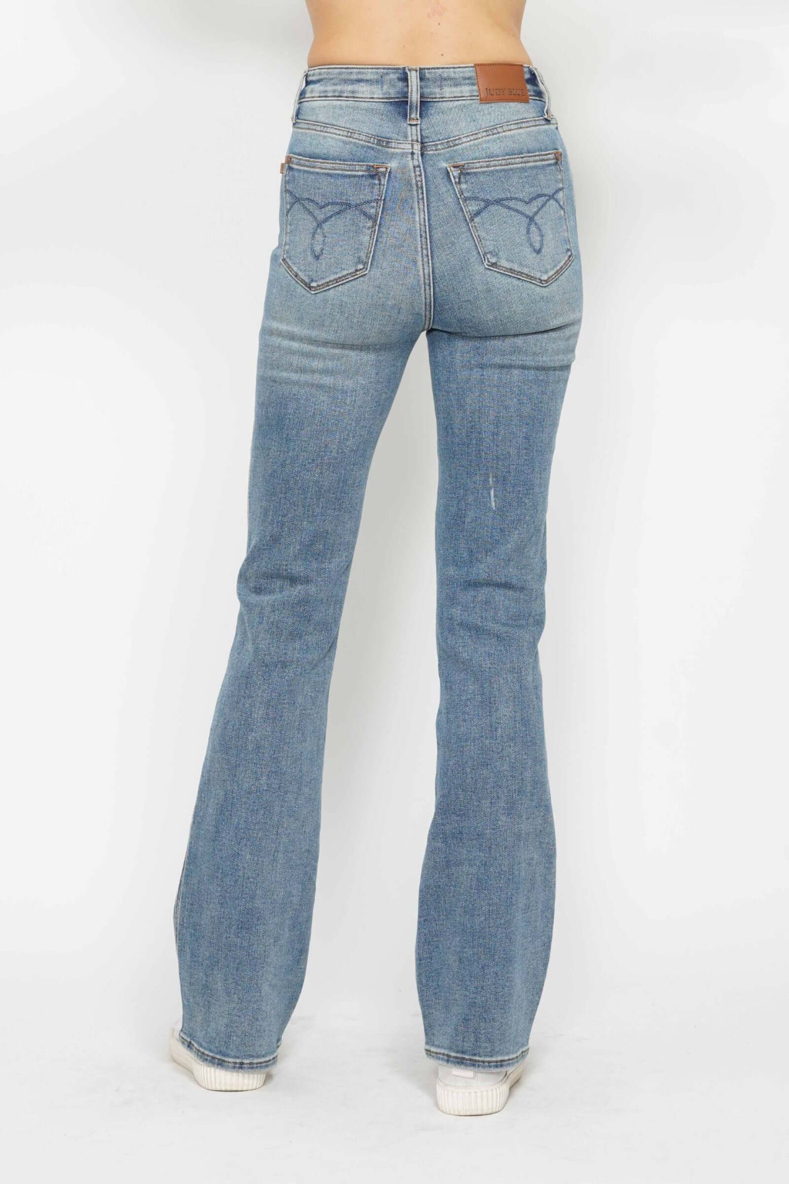Judy Blue Tummy Control Back Embroidered Pocket Bootcut Jeans - Short Inseam - Petite - In Style Chics Boutique Women's Juniors Plus Size Apparel Online 
