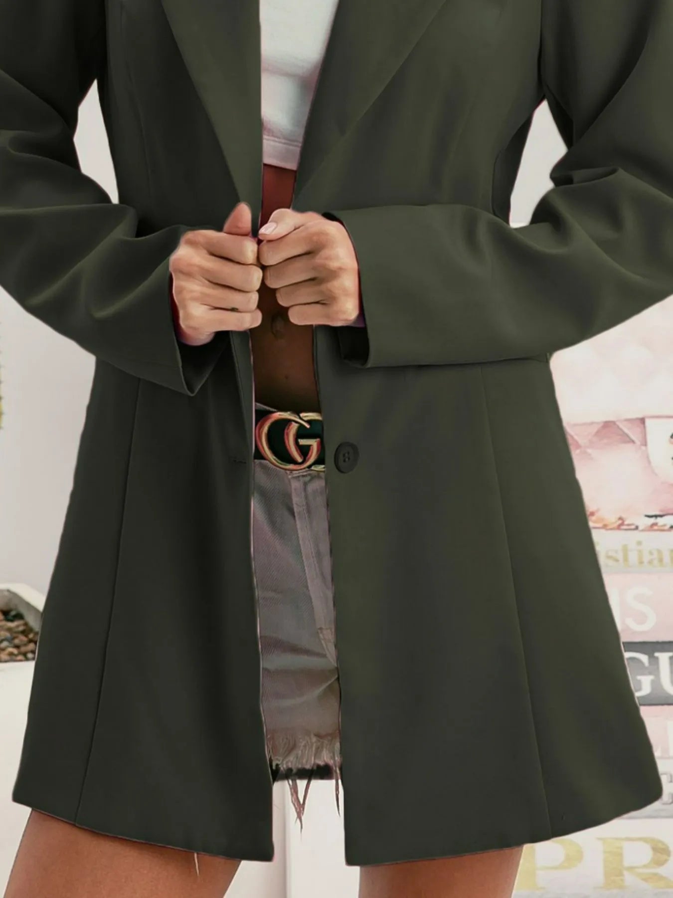 Single Breasted Peaked Lapel Blazer at In Style Chics Boutique 