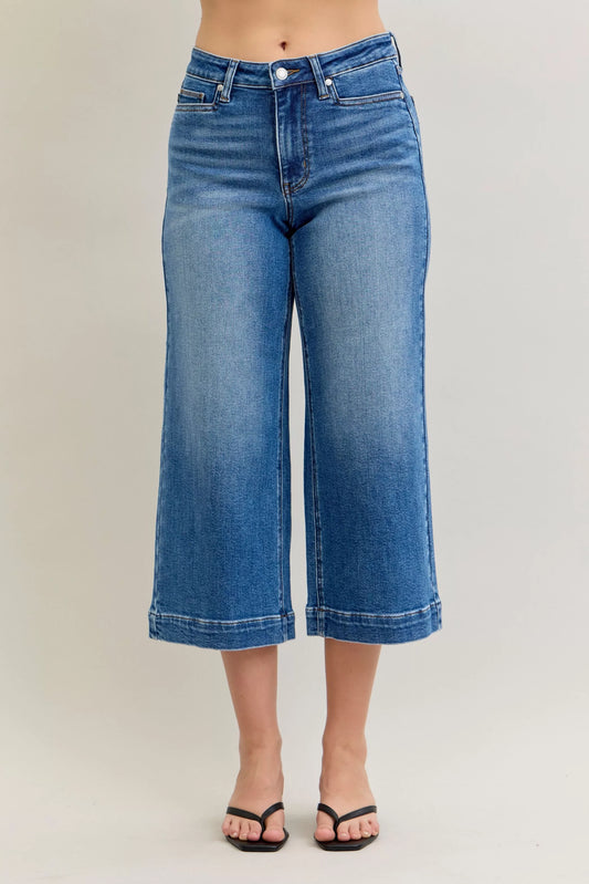 Shop Judy Blue Mid Rise Crop Wide Leg Jeans  💙 at In Style Chics Boutique 