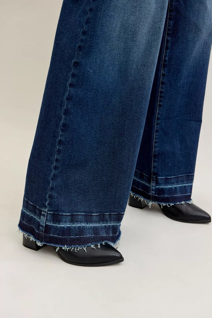 Shop Judy Blue High Waist Palazzo Jeans with Front Patch Pockets at In Style Chics Boutique