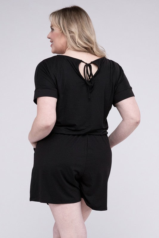 Plus Size Romper with Pockets, Brushed DTY - In Style Chics Boutique 