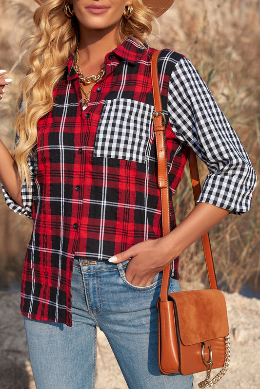 Plaid Button Up Long Sleeve Shirt - In Style Chics Boutique LLC