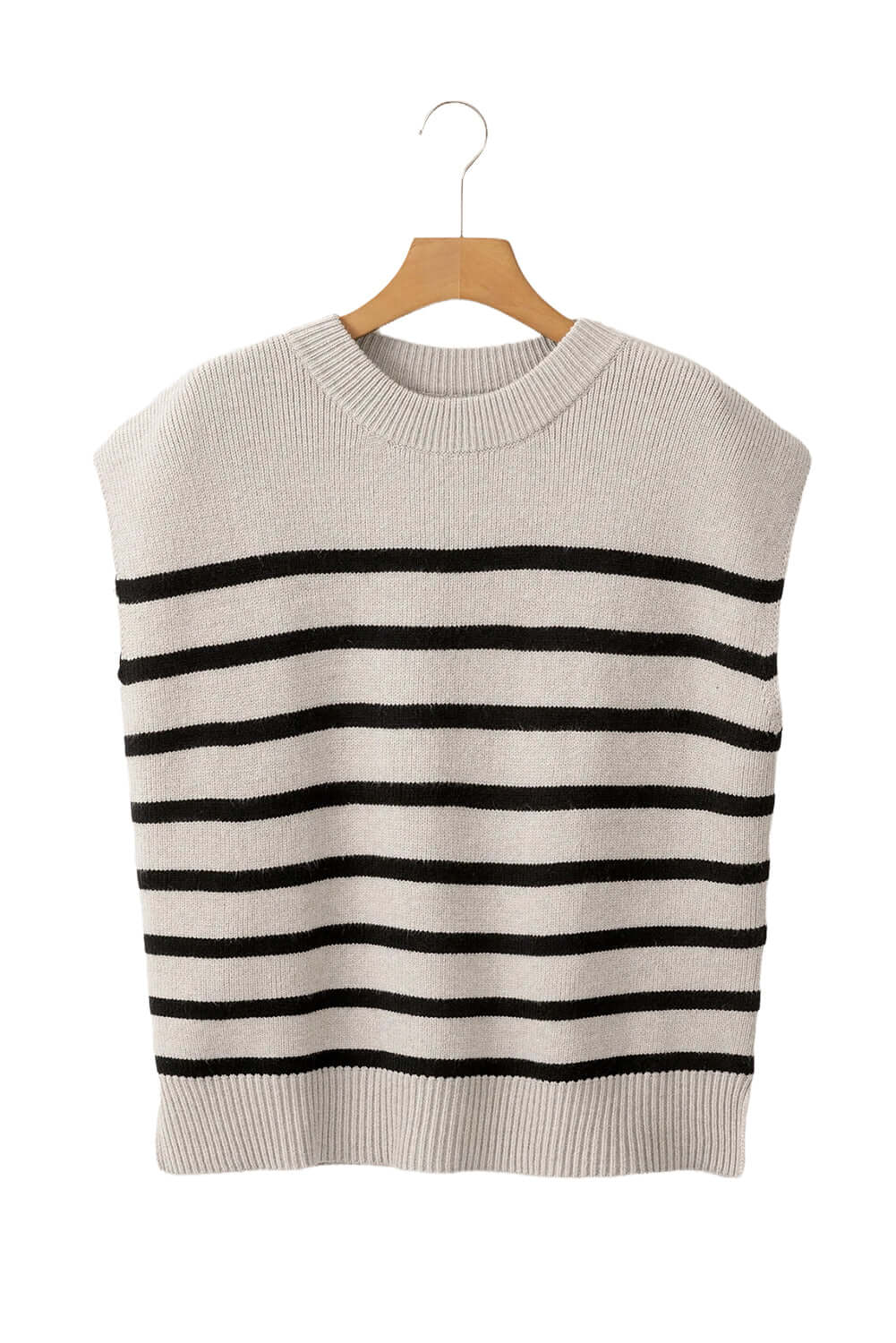 Apricot Stripe Knitted Round Neck Cap Sleeve Top for Women Juniors - In Style Chics Boutique Cute Clothes Online