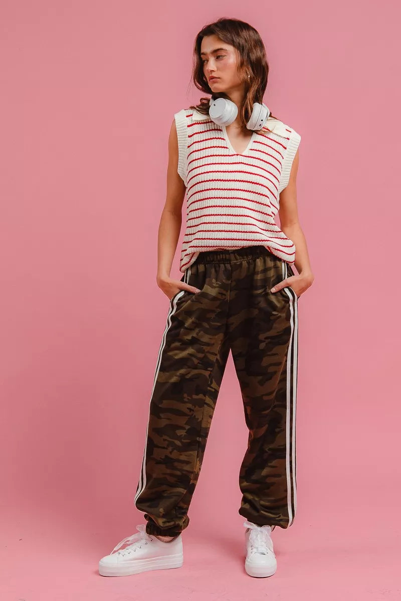 Shop Side Lines Camouflage Track Pants at In Style Chics Boutique 