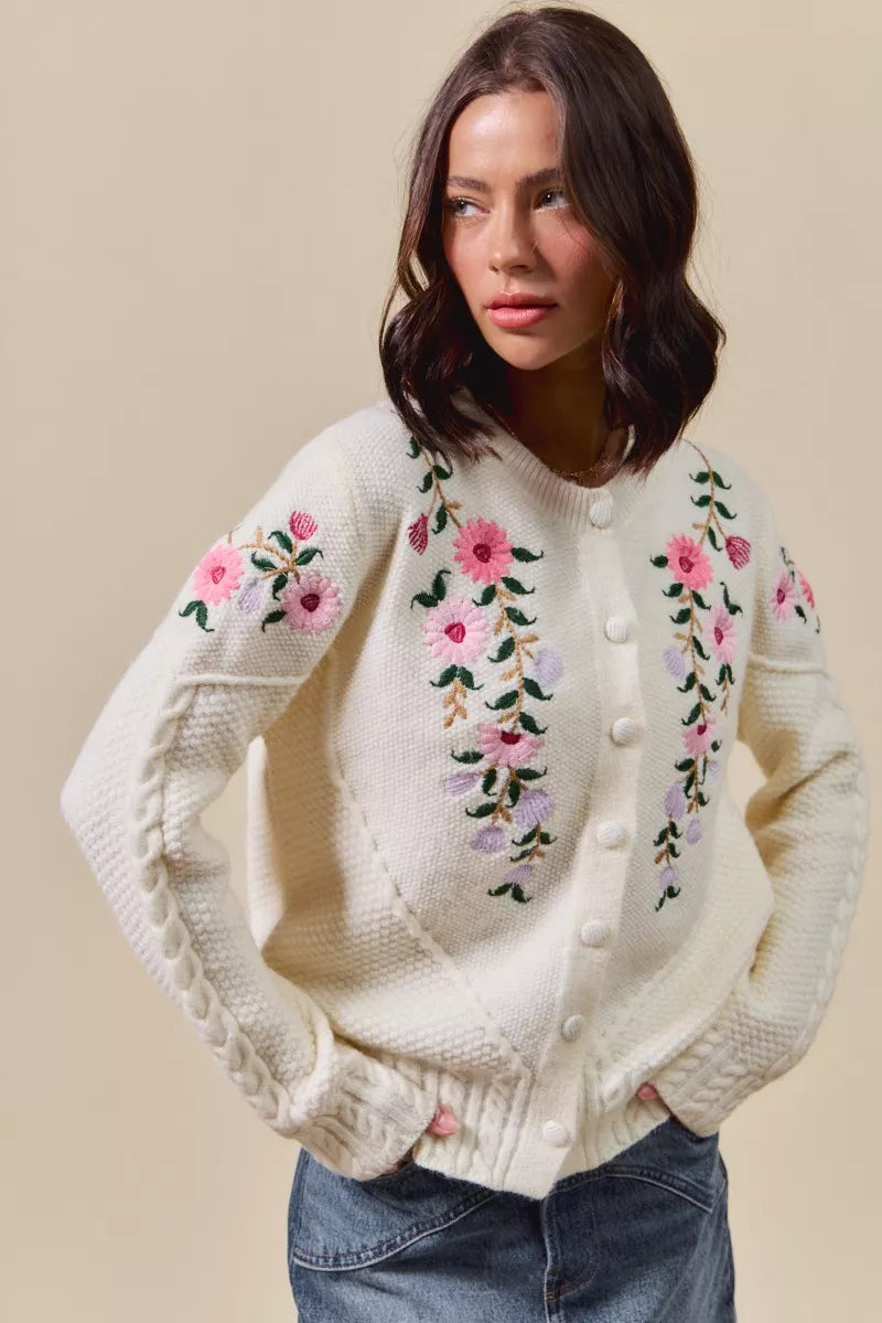 Shop this cute Floral Embroidered Coquette Sweater Cardigan by In Style Chics Boutique 🤍