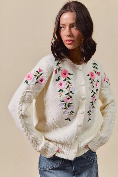 Shop this cute Floral Embroidered Coquette Sweater Cardigan by In Style Chics Boutique 🤍