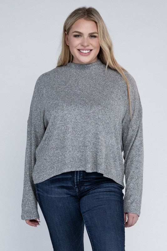 Plus Drop Shoulder Long Sleeve Top - In Style Chics Boutique LLC