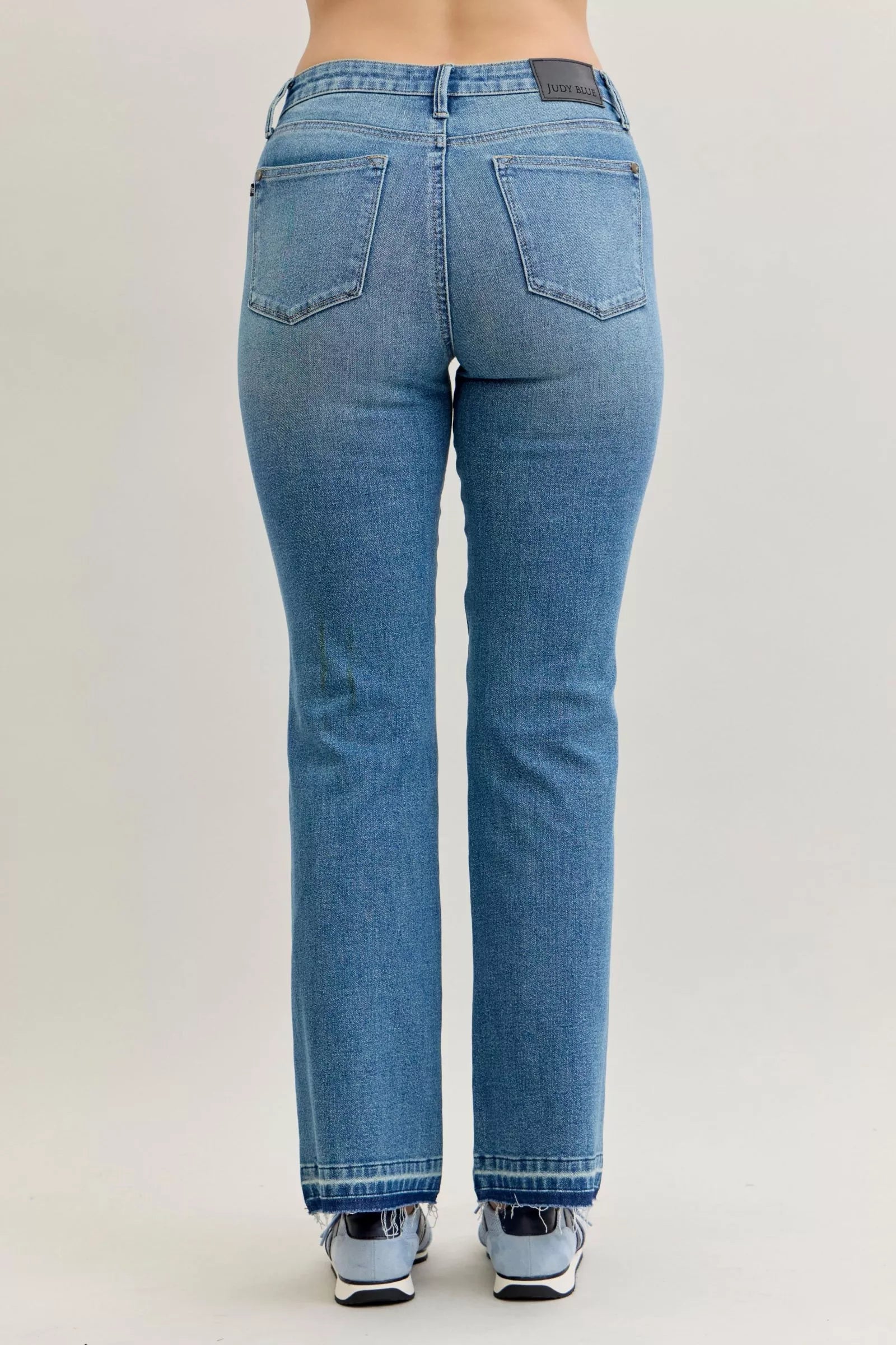 Judy Blue Mid Rise Slim Bootcut Tummy Control Release Hem Jeans 💙 at In Style Chics Boutique 