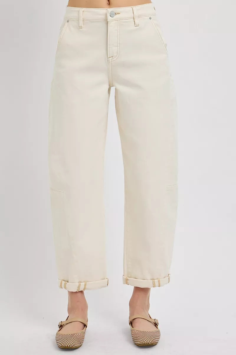 RISEN High Rise Relaxed Barrel Cuffed Jeans at In Style Chics Boutique 