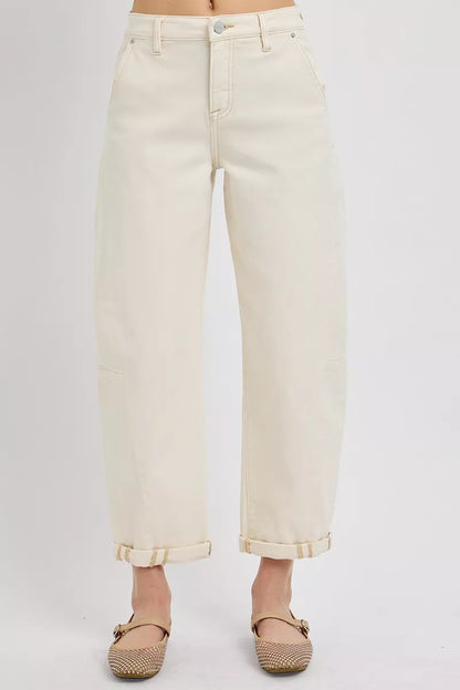 RISEN High Rise Relaxed Barrel Cuffed Jeans at In Style Chics Boutique 